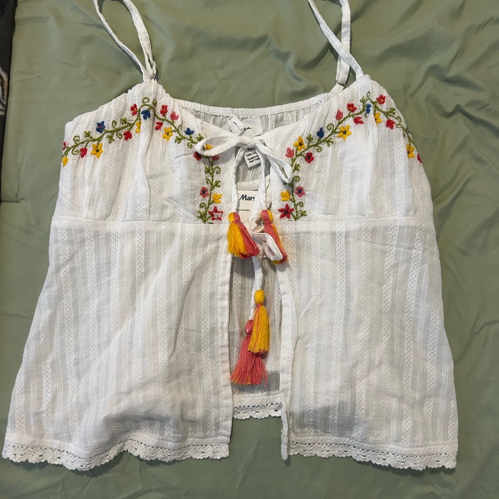 White Embroidered Women's Top